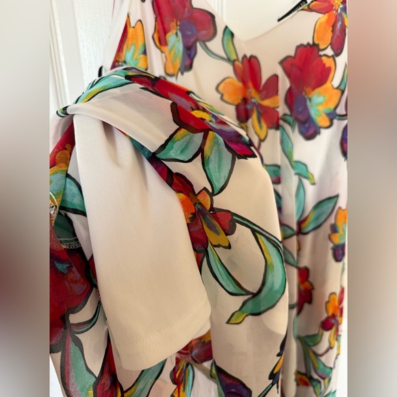 NINA LEONARD PATTERNED HANDKERCHIEF HEM DRESS || LARGE - Picture 5 of 6